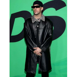 Spotify Awards Bad Bunny Black Leather Coat